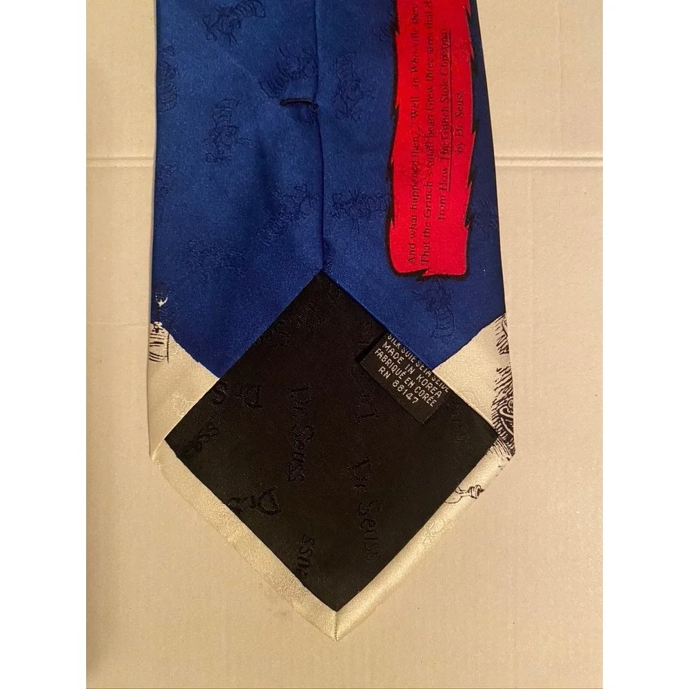 Dr. Seuss How the Grinch Stole Christmas Silk Tie Blue Holiday Roast Beast 1994